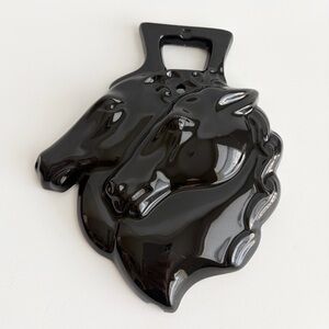 Vintage | Glossy Ceramic Horse Head Silhouettes Wall Plaque Decor